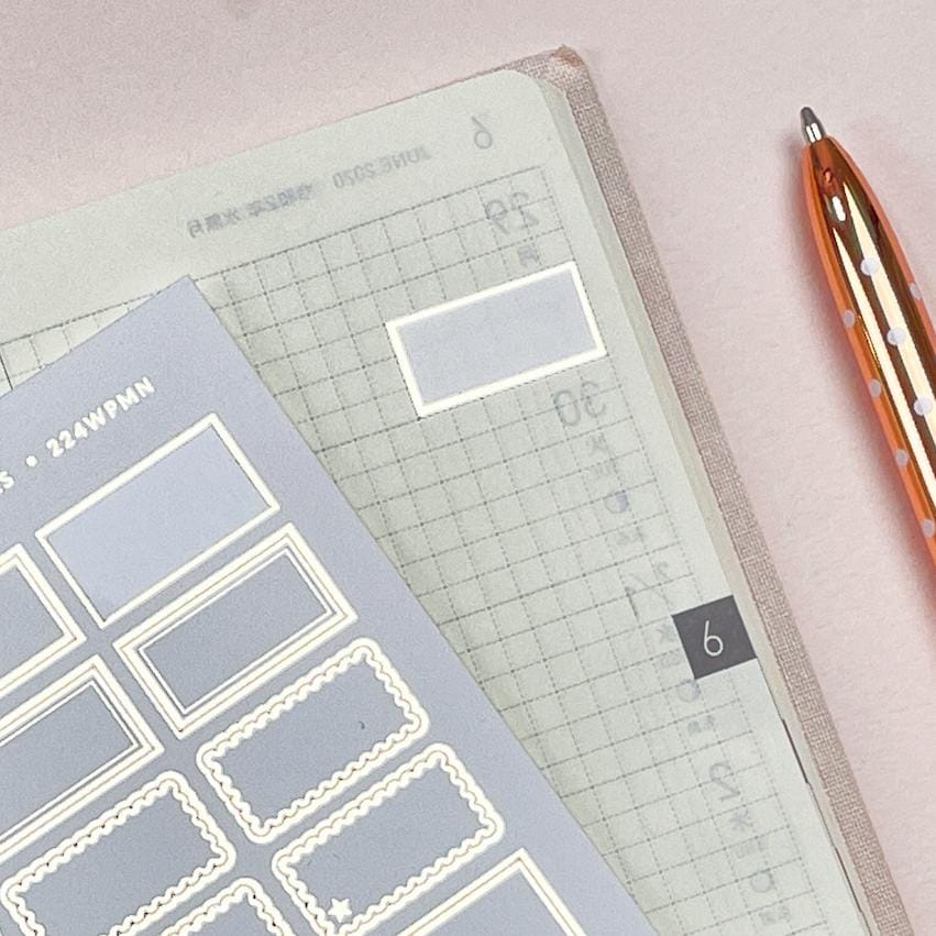 Blush Pink Foiled Mini Half Box Planner Stickers: Hobonichi Weeks