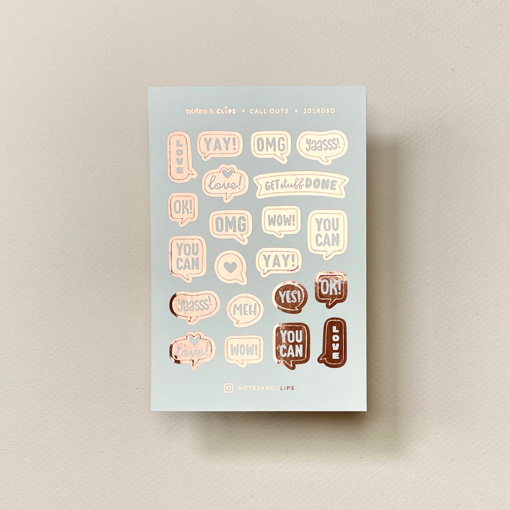 Foiled Motivation Planner Stickers: Icon Sheet