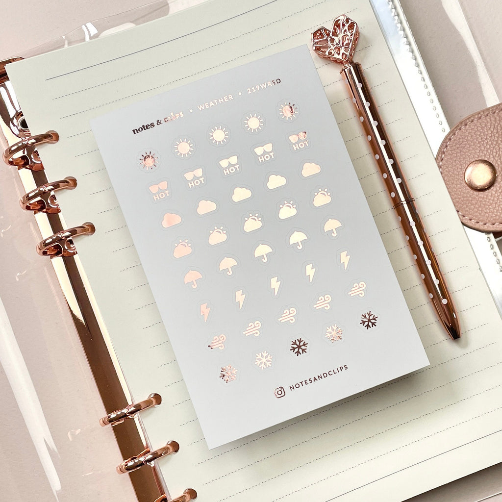 Foiled Weather Planner Stickers: 40 Icon Stickers (9mm)