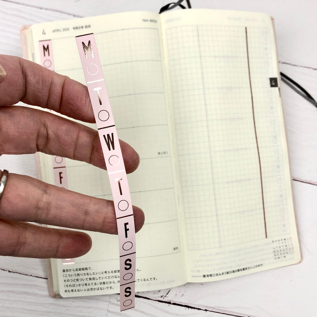 Hobonichi Weeks Foiled Day & Date Stickers: Blush Planner Stickers