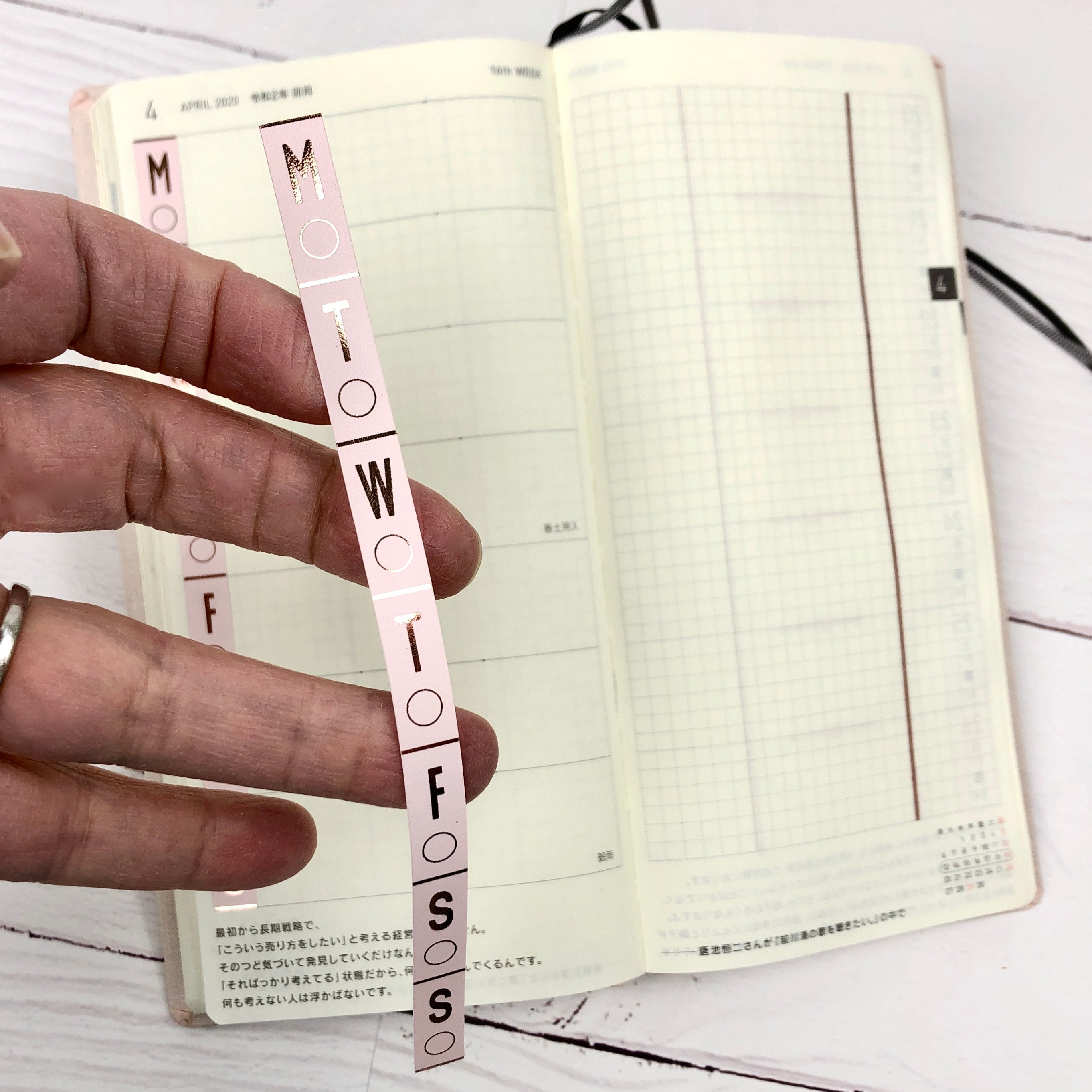 Hobonichi Weeks Foiled Day & Date Stickers: Blush Planner Stickers