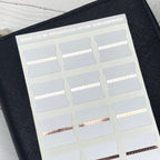 Blank Tab Stickers - White with Foil trim