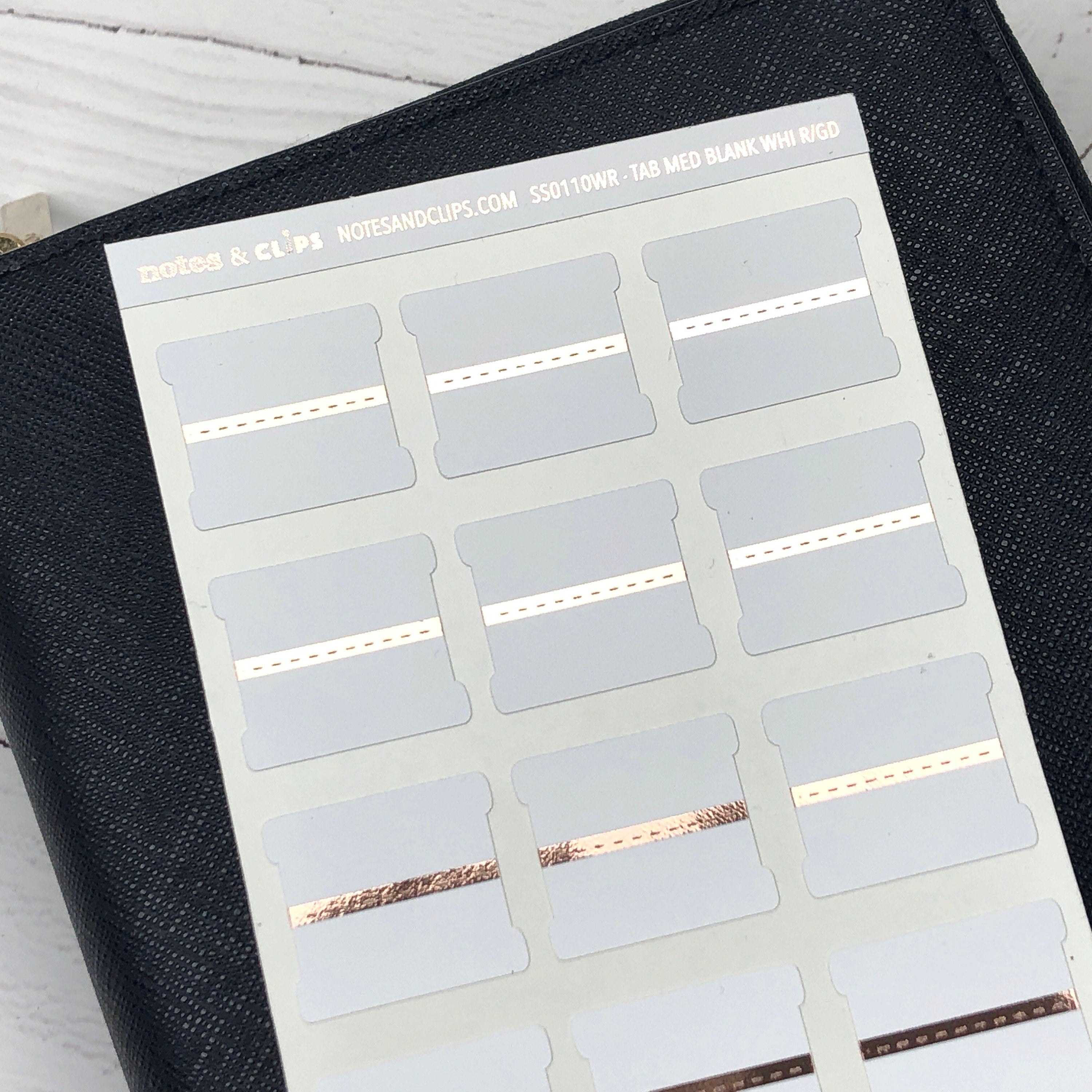 Blank Tab Stickers - White with Foil trim