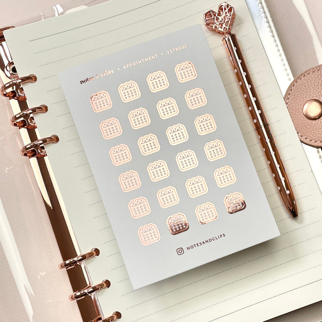 Foiled Appointment Planner Stickers: Calendar Icons