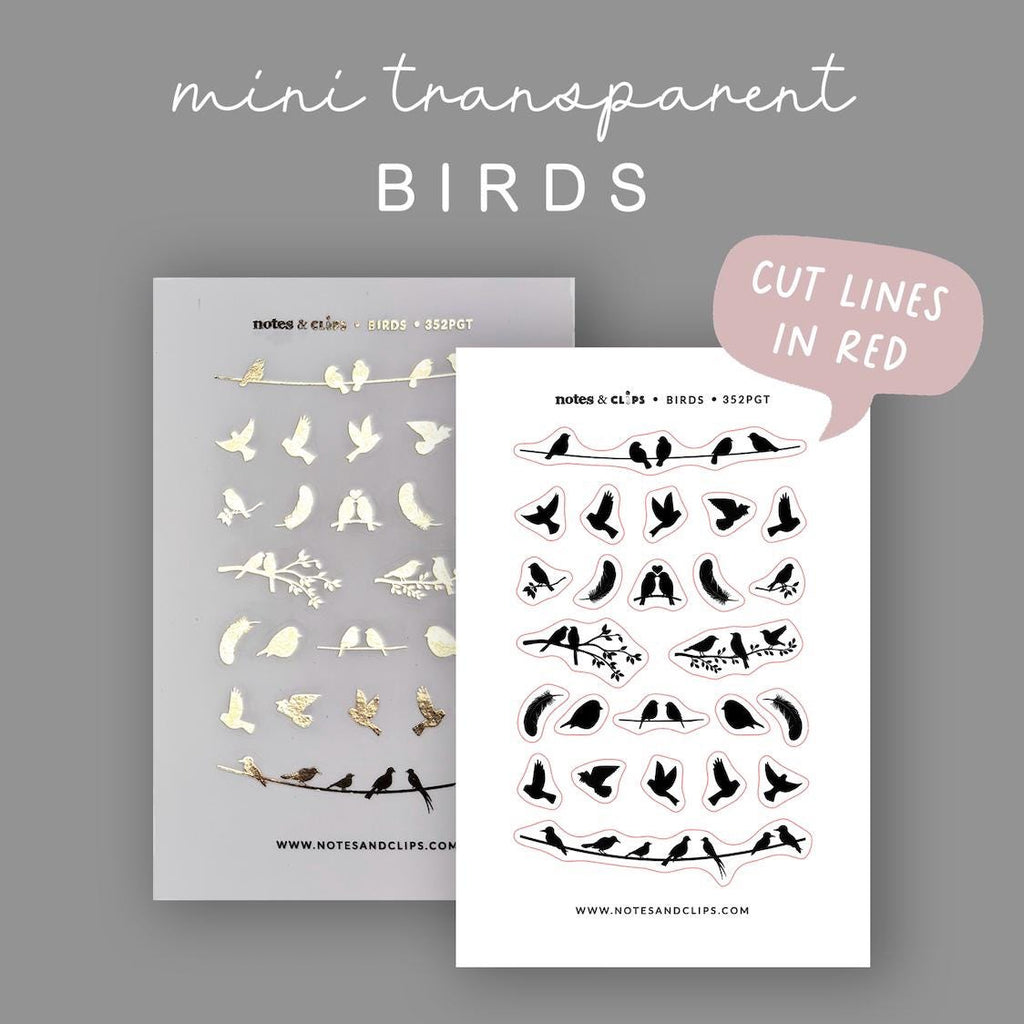 Transparent Bird Sticker - Foiled Clear Deco Sticker
