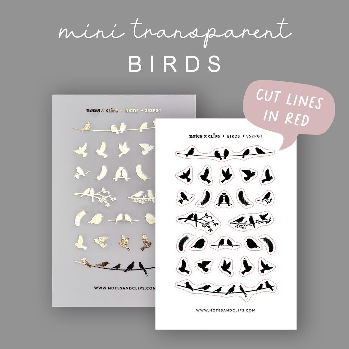 Transparent Bird Sticker - Foiled Clear Deco Sticker