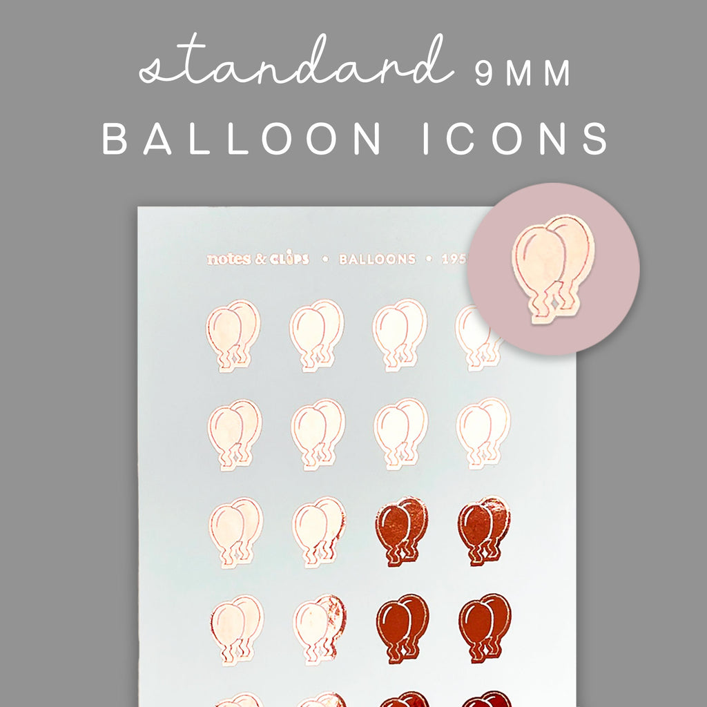 Foiled Balloon Planner Stickers: Birthday Reminder Icons