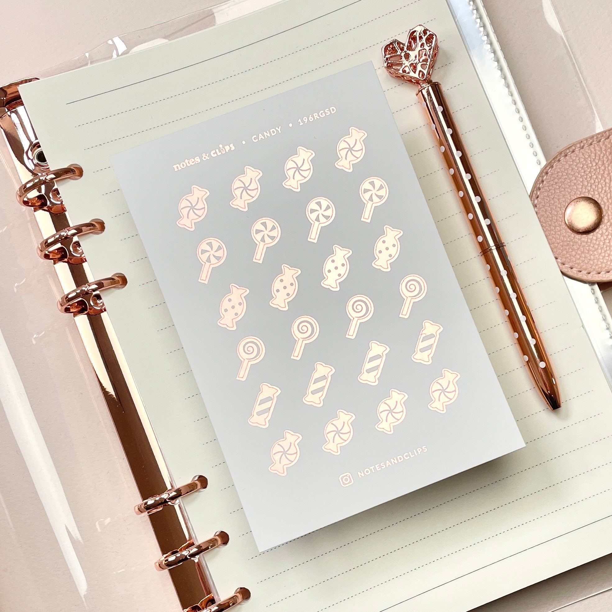 Foiled Candy Planner Stickers: Decorative Icon Stickers