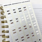 White Foiled Small Monthly Tabs