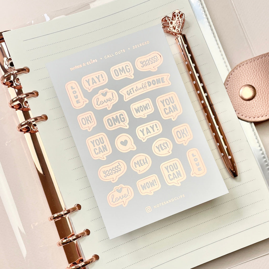 Foiled Motivation Planner Stickers: Icon Sheet