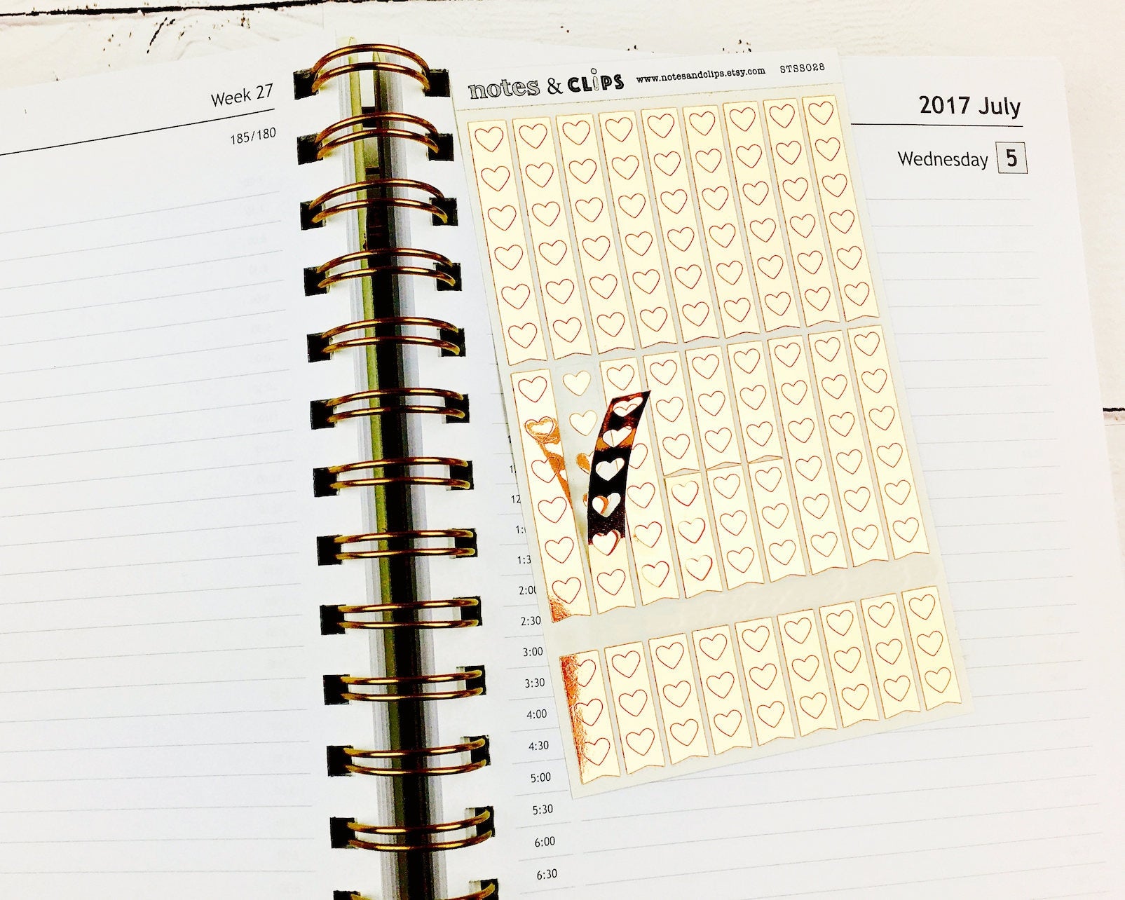 Foiled Checklist Stickers: Heart Planner Stickers