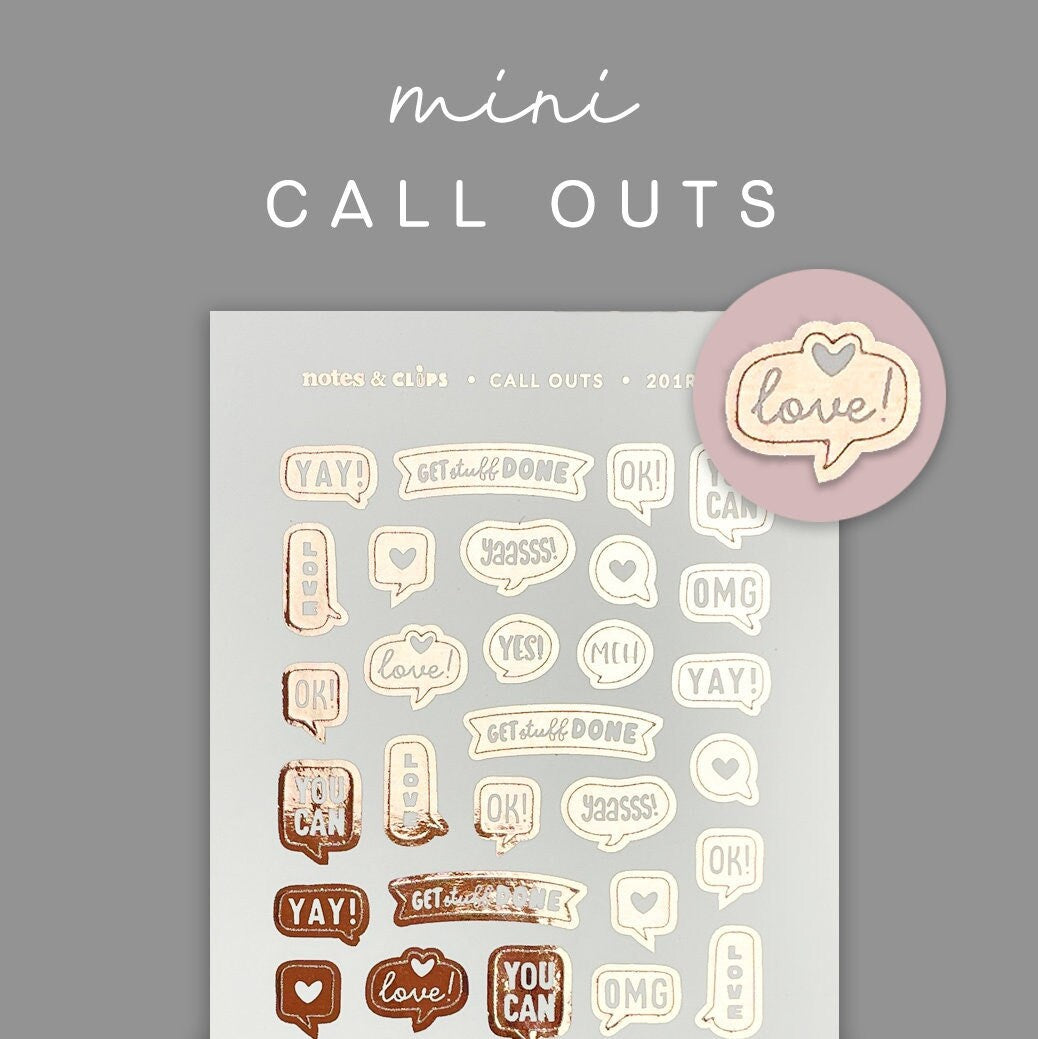 Mini Foiled Planner Stickers: Decorative Callout Bubbles