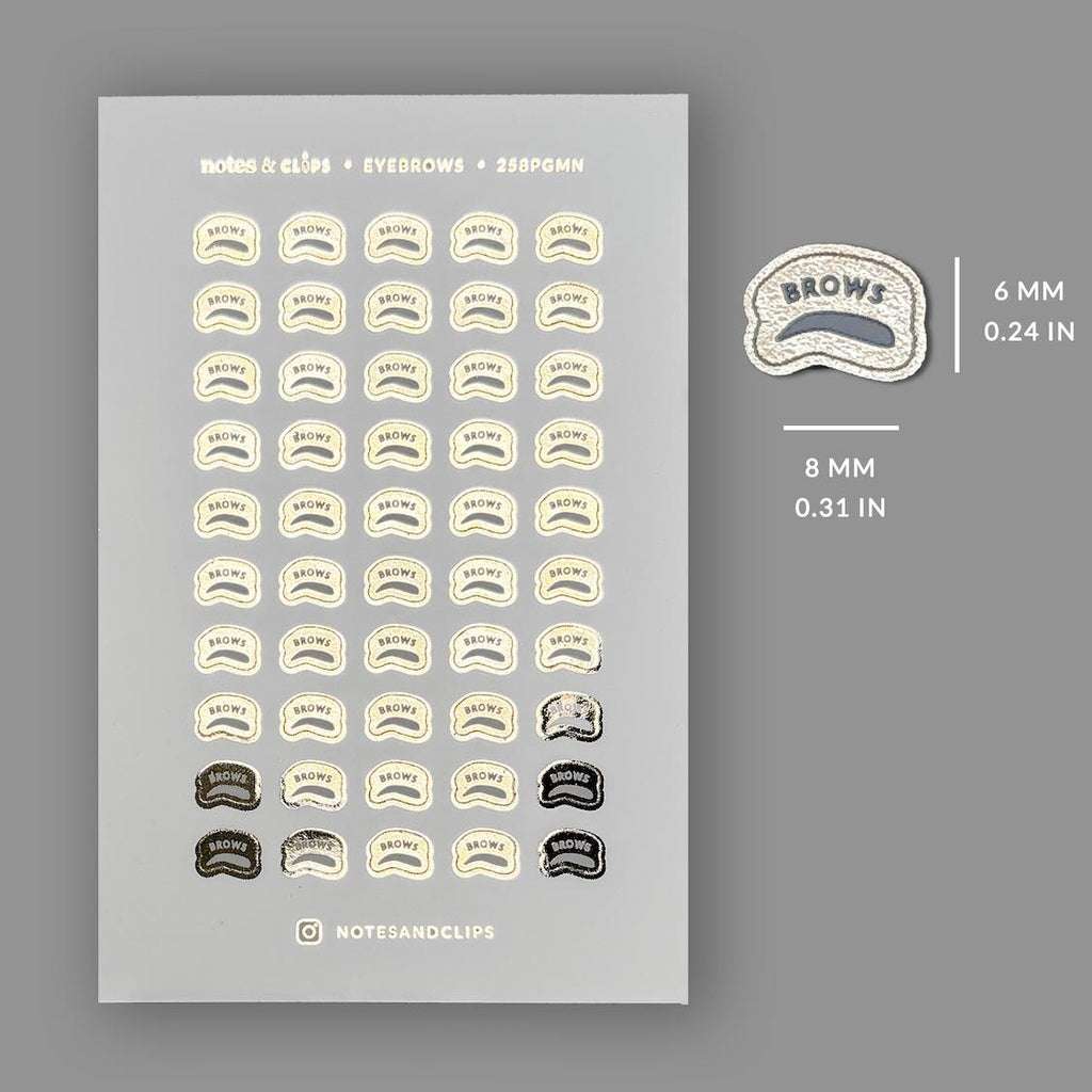 Foiled Eyebrow Stickers: Mini Planner Icons
