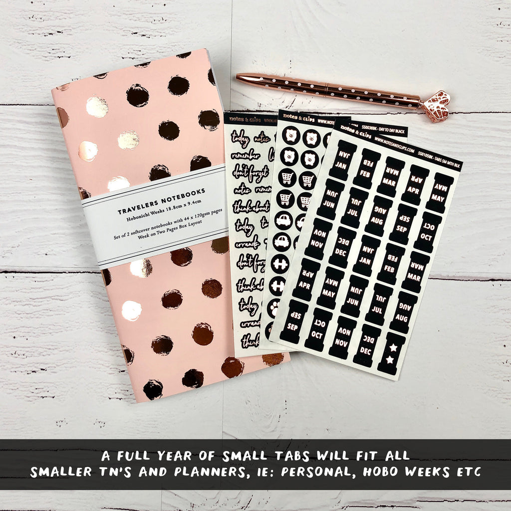 Black & Foil Small Monthly Tabs