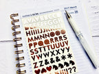 Rose Gold Alphabet Stickers: Planner Decorations, Foil Letter Stickers