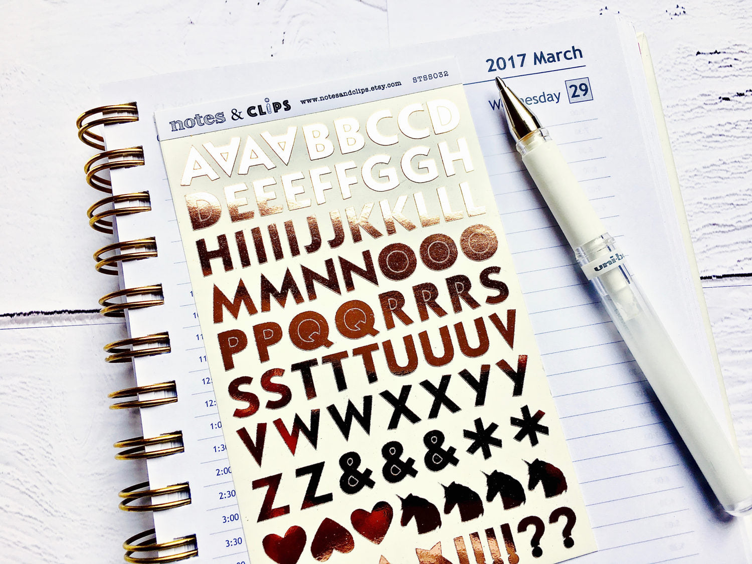 Rose Gold Alphabet Stickers: Planner Decorations, Foil Letter Stickers