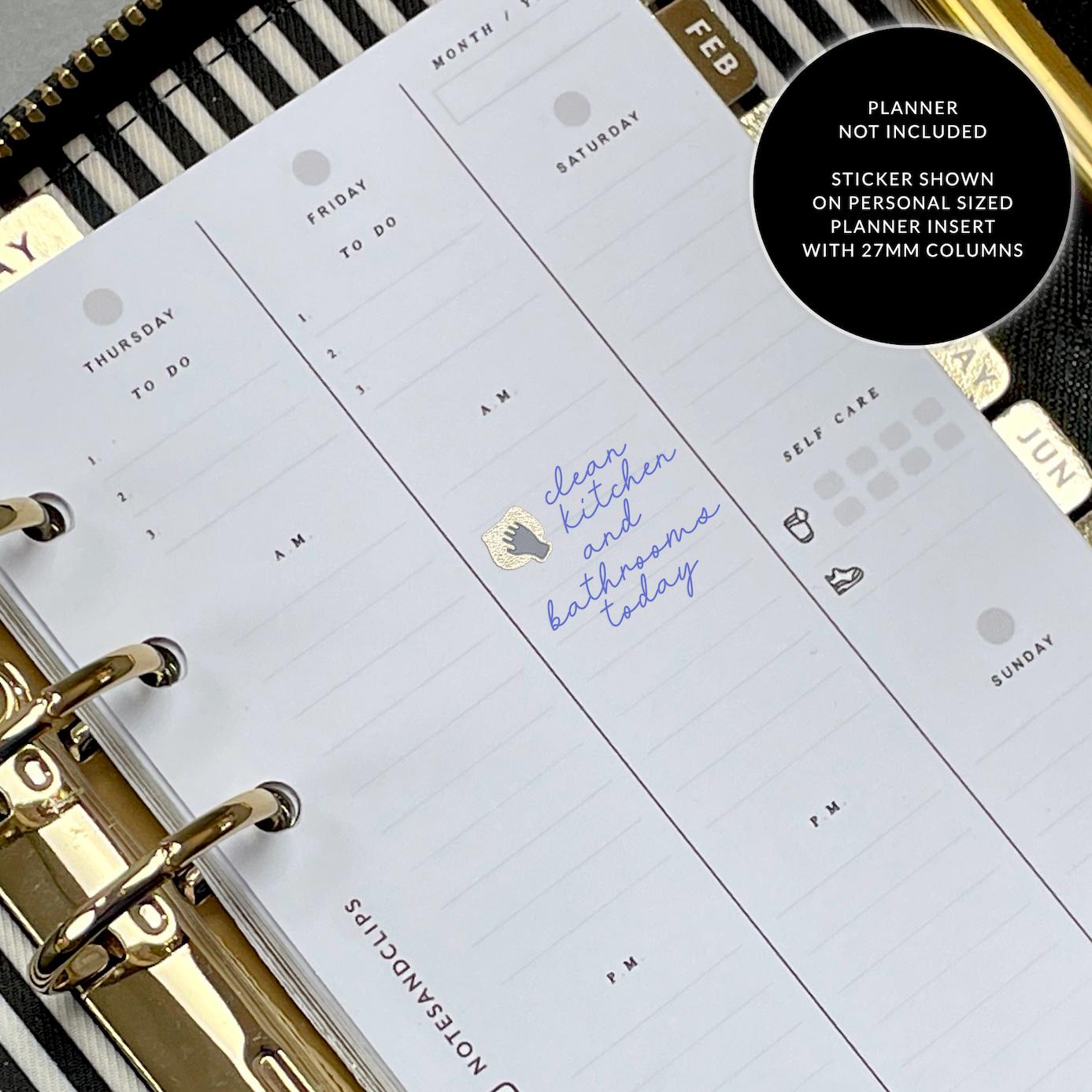Gold Foil Cleaning Icons: Functional Planner Stickers