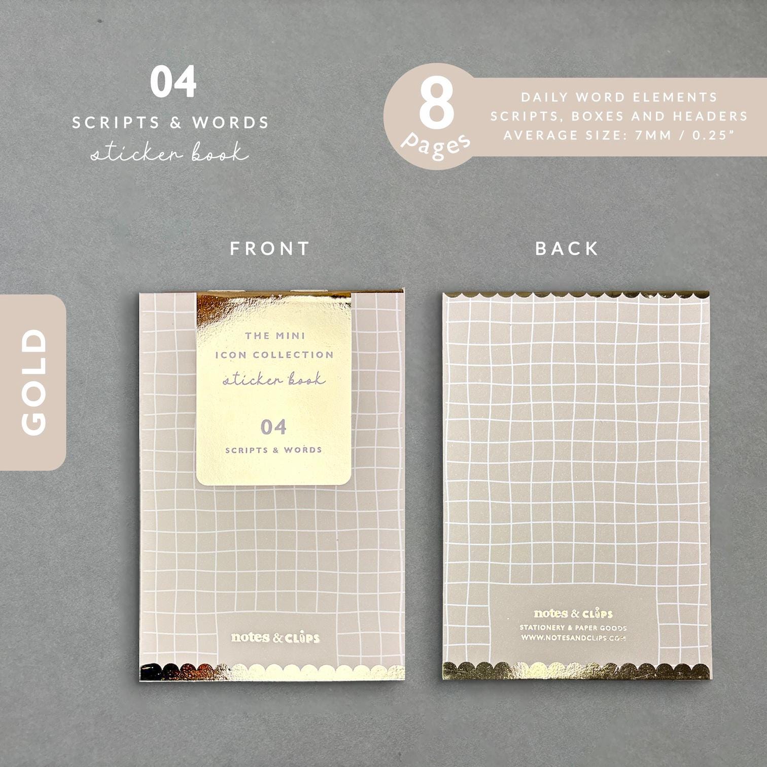 Scripts and Words Sticker Book: Mini Planner Stickers