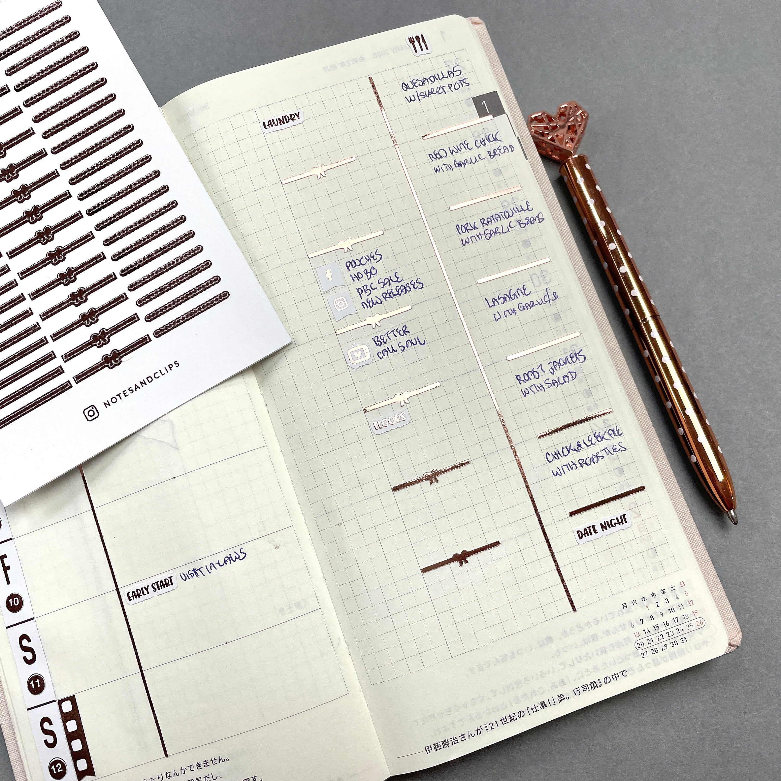 Foiled Mini Divider Stickers: Hobonichi Weeks Planner