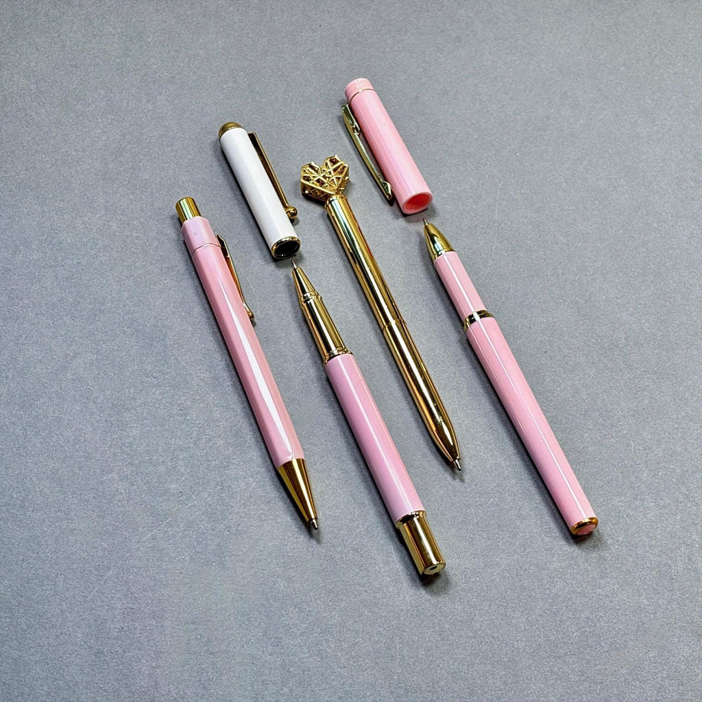 Pink and Gold Pen Gift Set - 4 Black Ink Pens