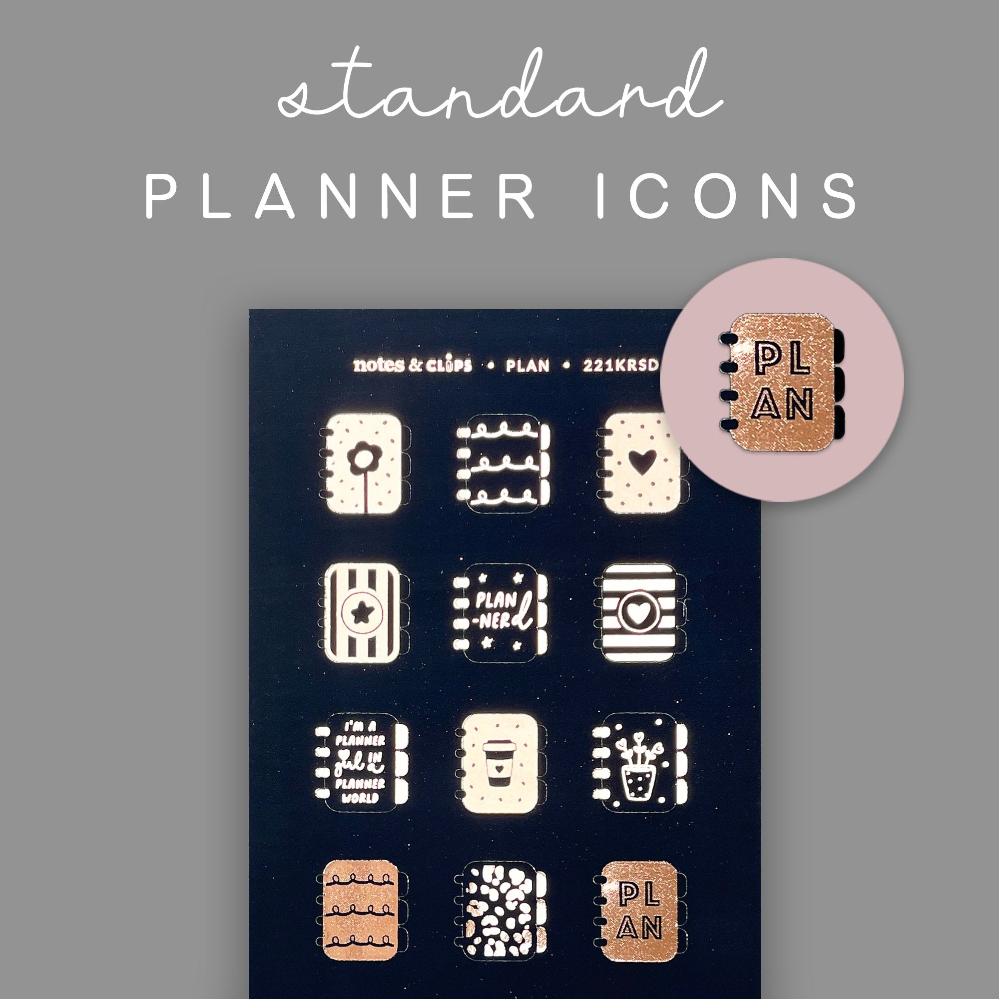 Foiled Planner Time Stickers: Decorative Planning Stickers