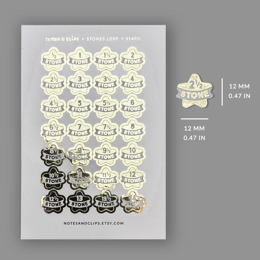 Foiled Weight Loss Stickers - Stone Loss Stars