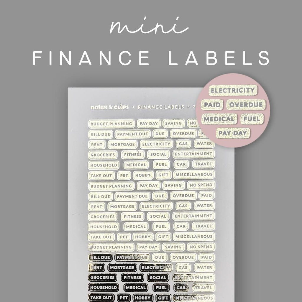 Foiled Finance Planner Stickers - Mini Finance Labels