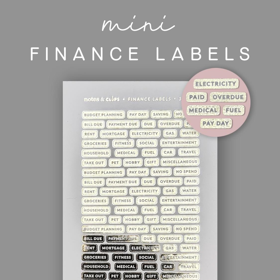 Foiled Finance Planner Stickers - Mini Finance Labels