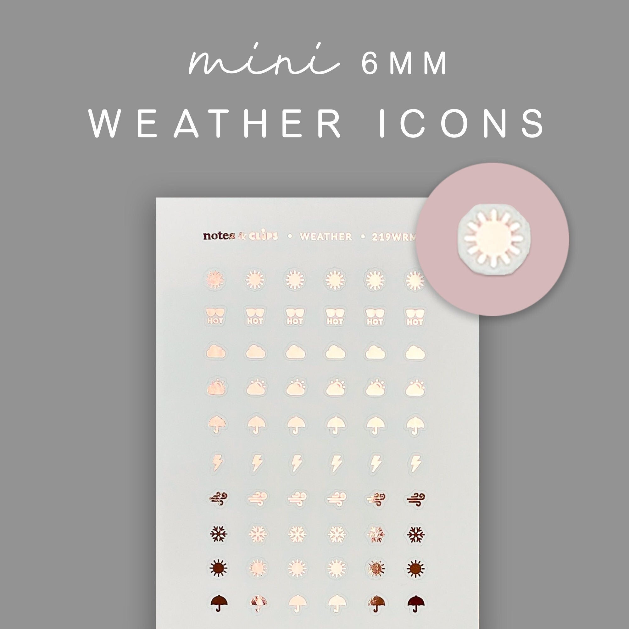 Mini Weather Planner Stickers: 6mm Icon Stickers