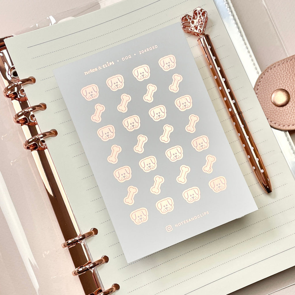 Foiled Dog Planner Stickers: Pet Icons