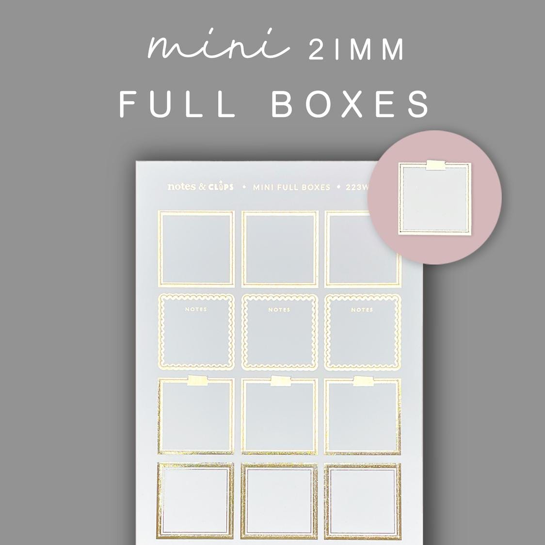Mini Planner Stickers: Foiled Full Box Stickers for Small Planners