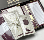 Stationery Box - Cream and Burgundy - Letterbox Gift