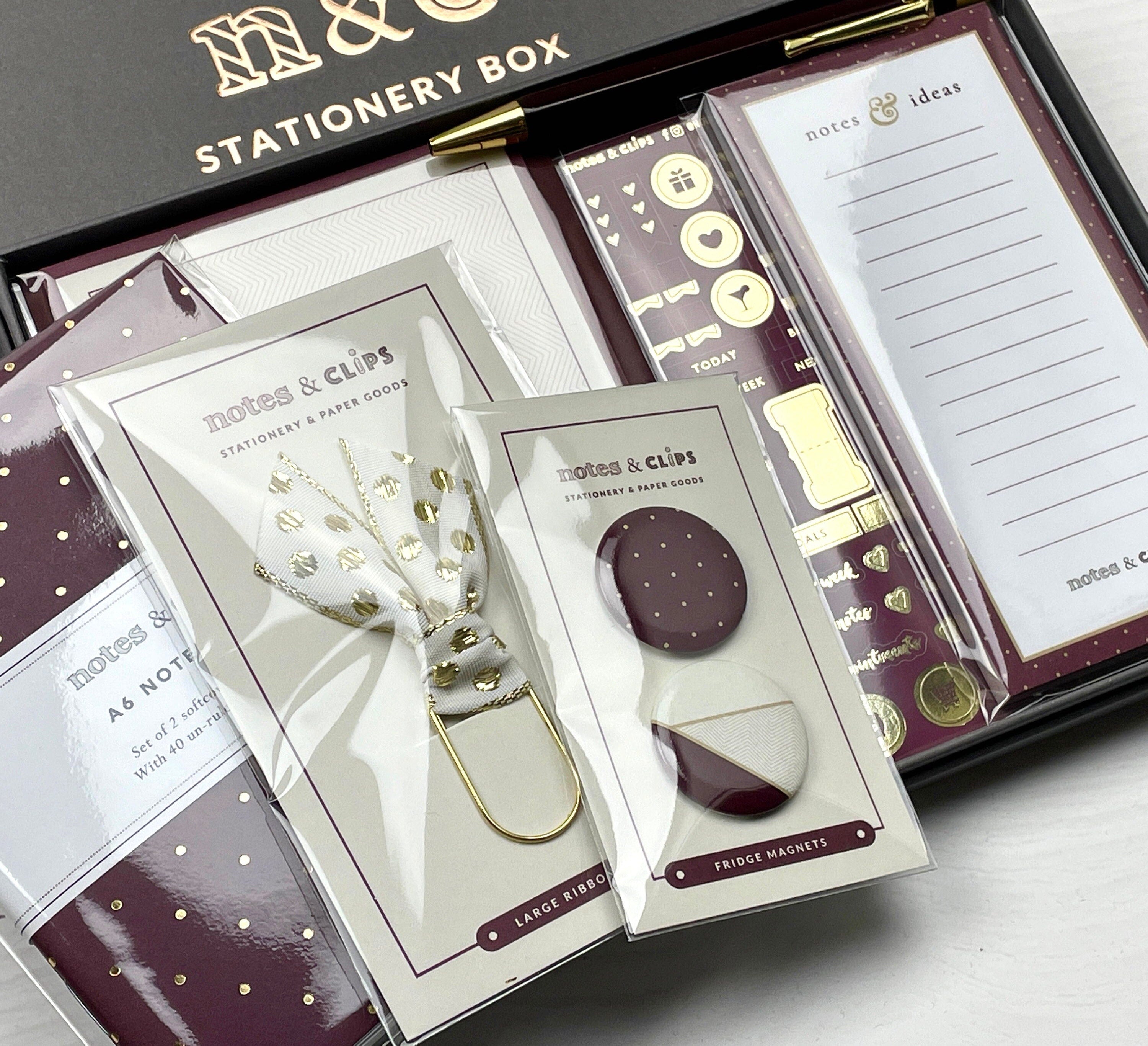 Stationery Box - Cream and Burgundy - Letterbox Gift