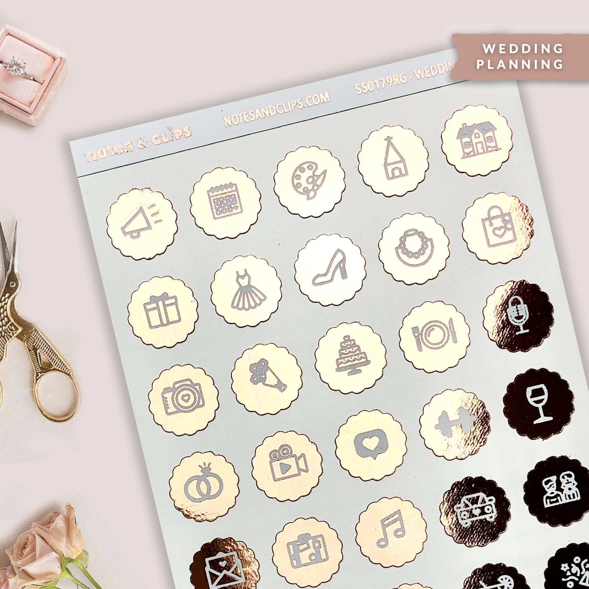 Foiled Wedding Icons - Wedding Planning Stickers