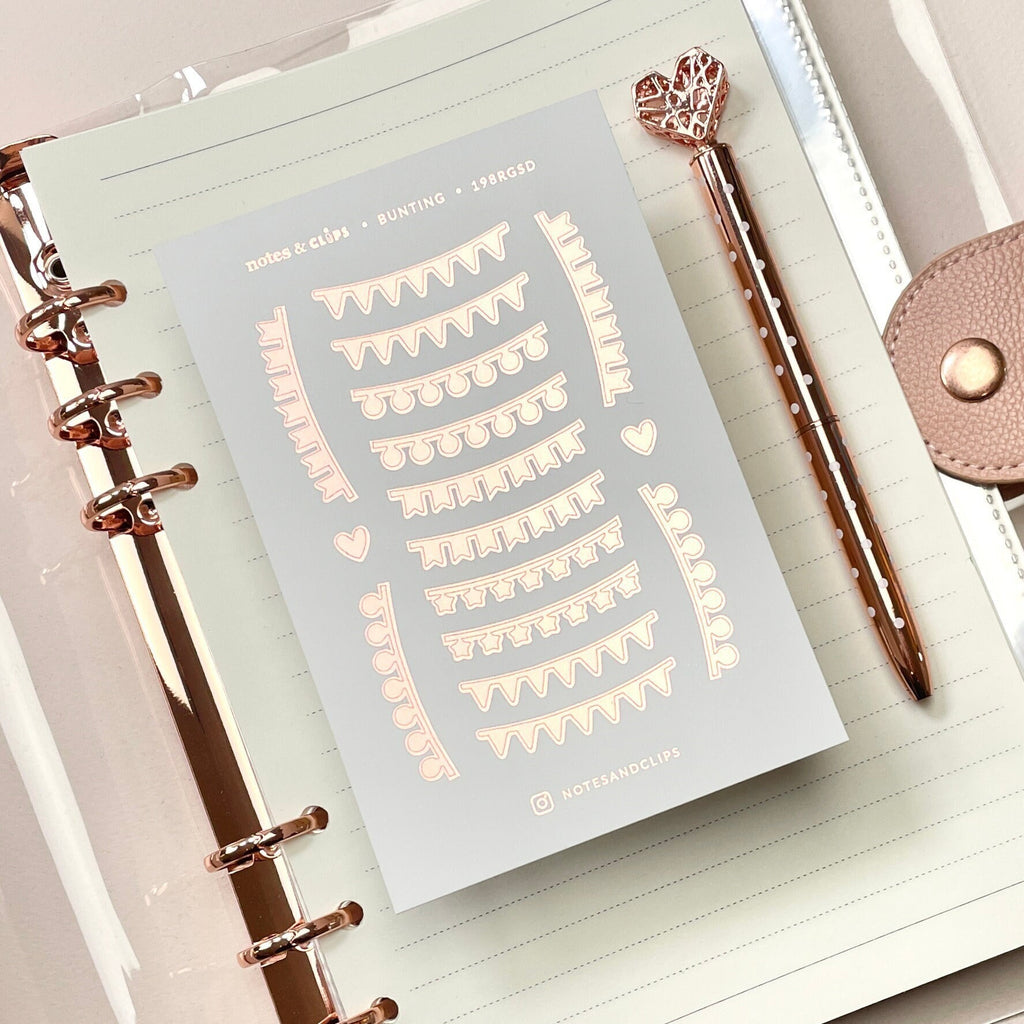 Foiled Bunting Planner Stickers: Decorative Divider Stickers