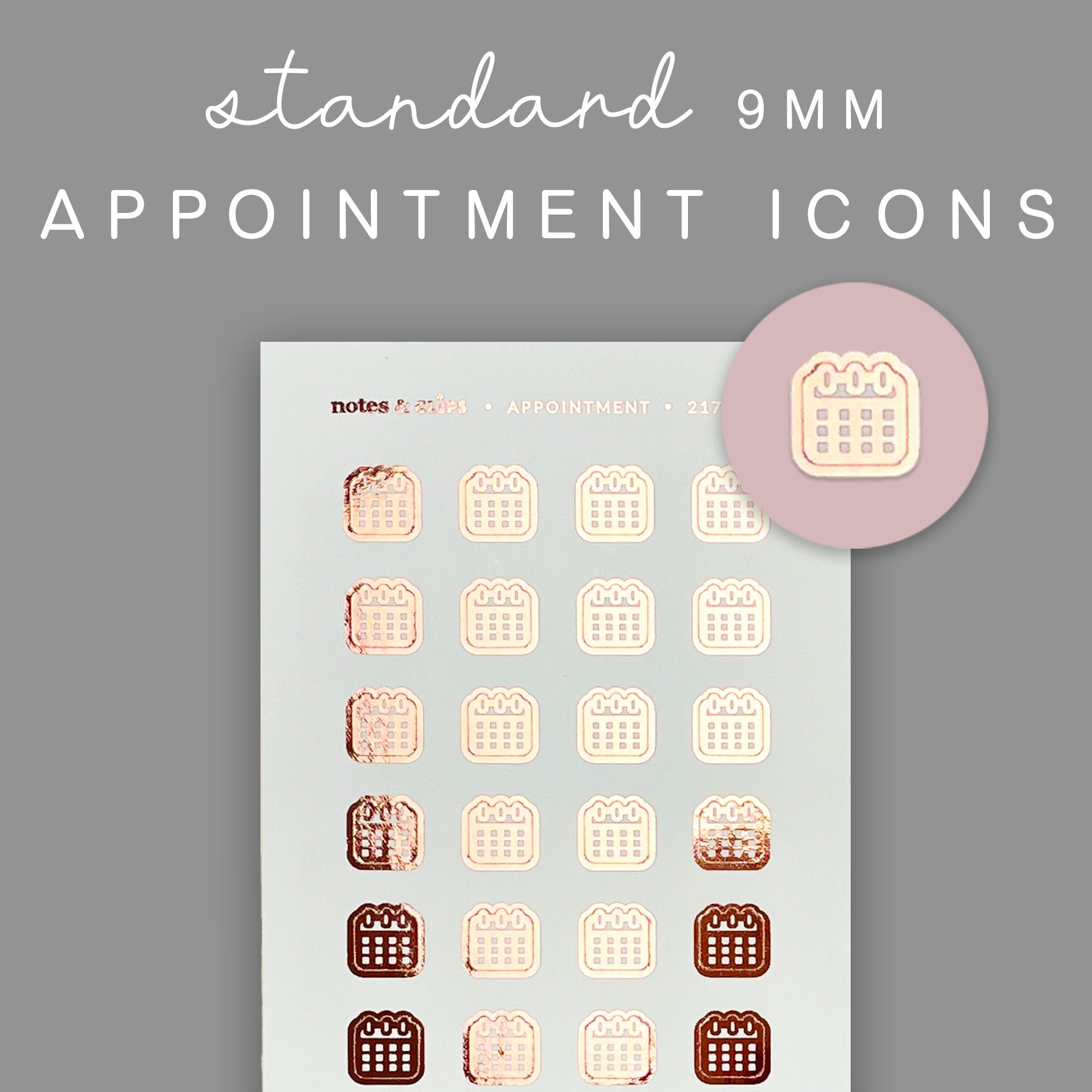 Foiled Appointment Planner Stickers: Calendar Icons