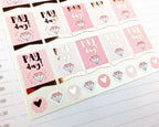 Rose Gold Foil Pay Day Planner Stickers: Blush Pink Flags