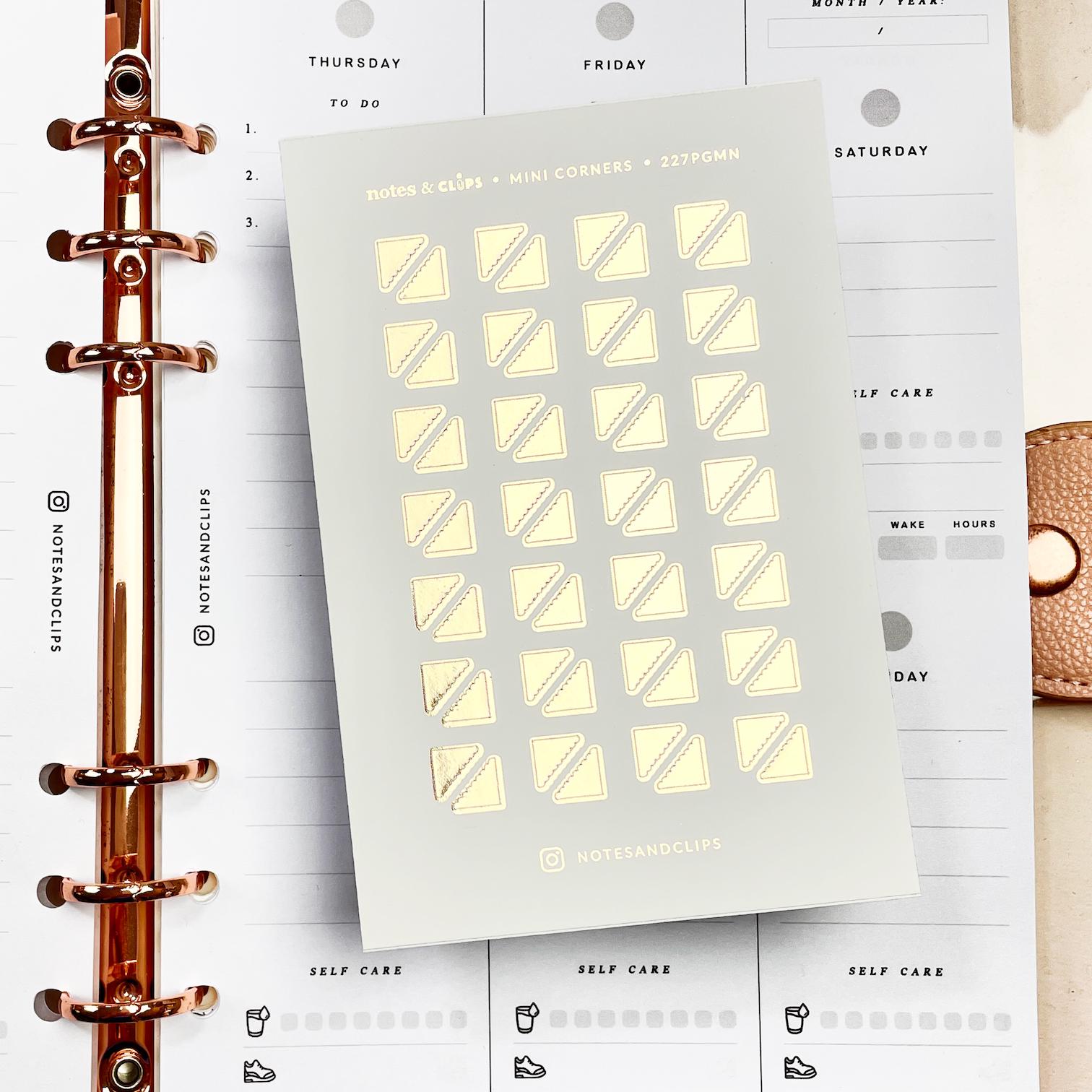 Mini Corner Planner Stickers: 7mm Foiled Stickers