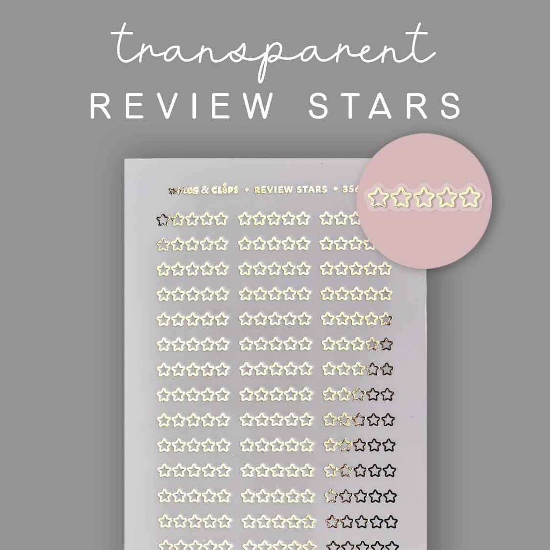 Foiled Star Rating Stickers - Clear or White Sticker Paper