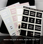 Black & Foil Medium Tab Stickers