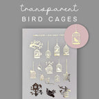 Transparent Birdcage Stickers - Foiled Clear Deco Sticker