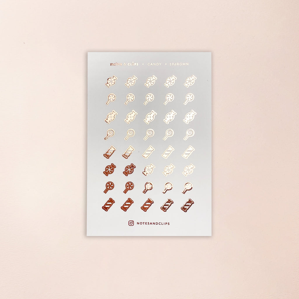 Mini Candy Icons Planner Stickers: Foiled Decorative Stickers