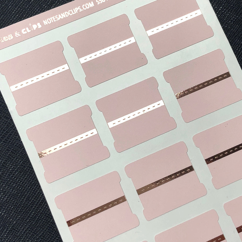 Blank Tab Stickers - Blush with Foil trim
