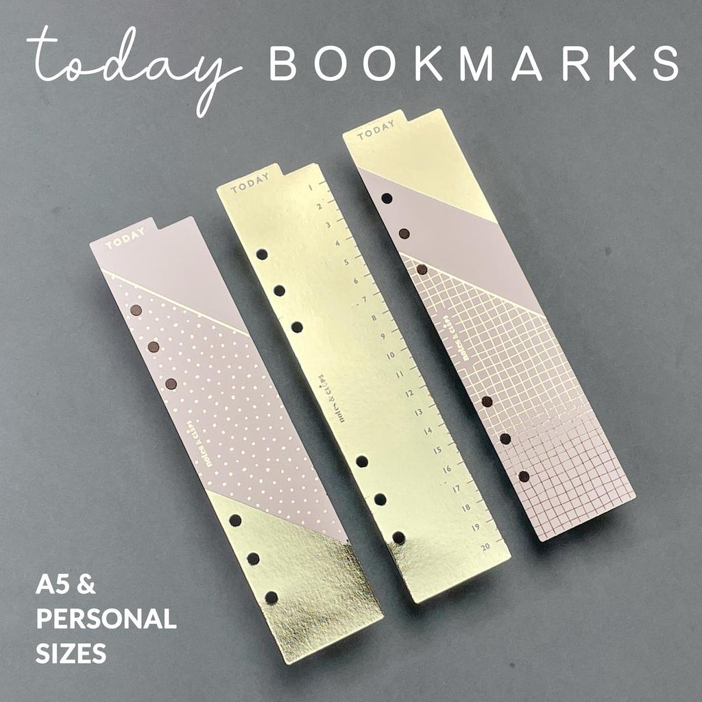 Foiled Planner Bookmarks: Blush Pink Ringbound Page Markers (Set of 3)