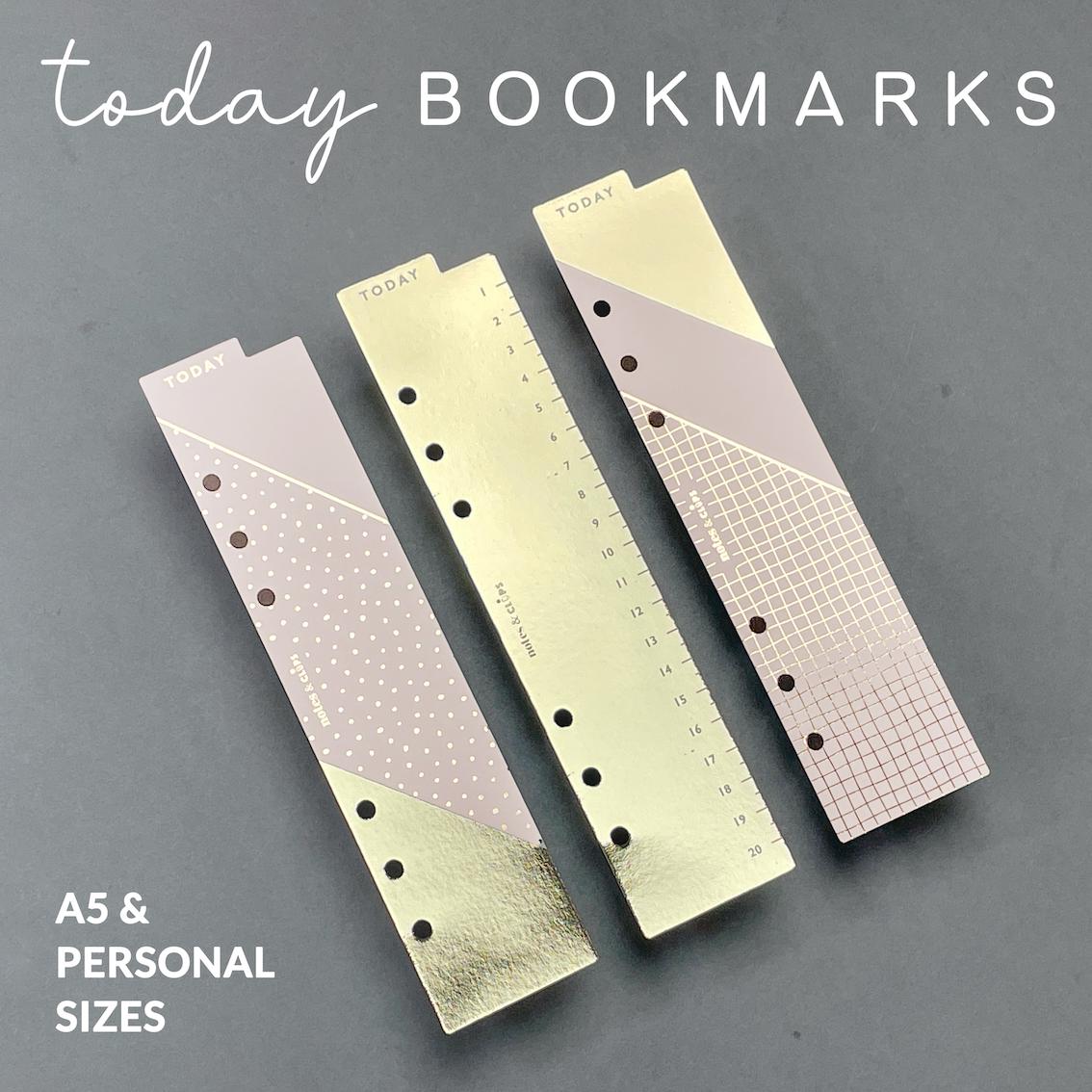 Foiled Planner Bookmarks: Blush Pink Ringbound Page Markers (Set of 3)