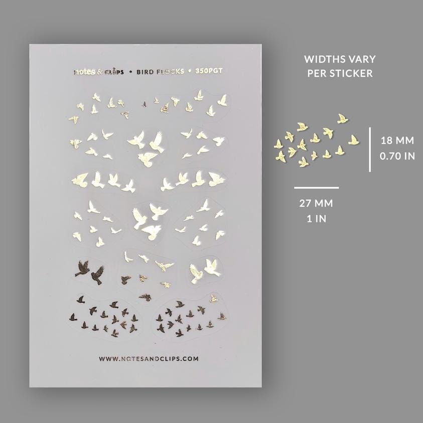 Transparent Bird Flock Sticker - Foiled Clear Deco Sticker
