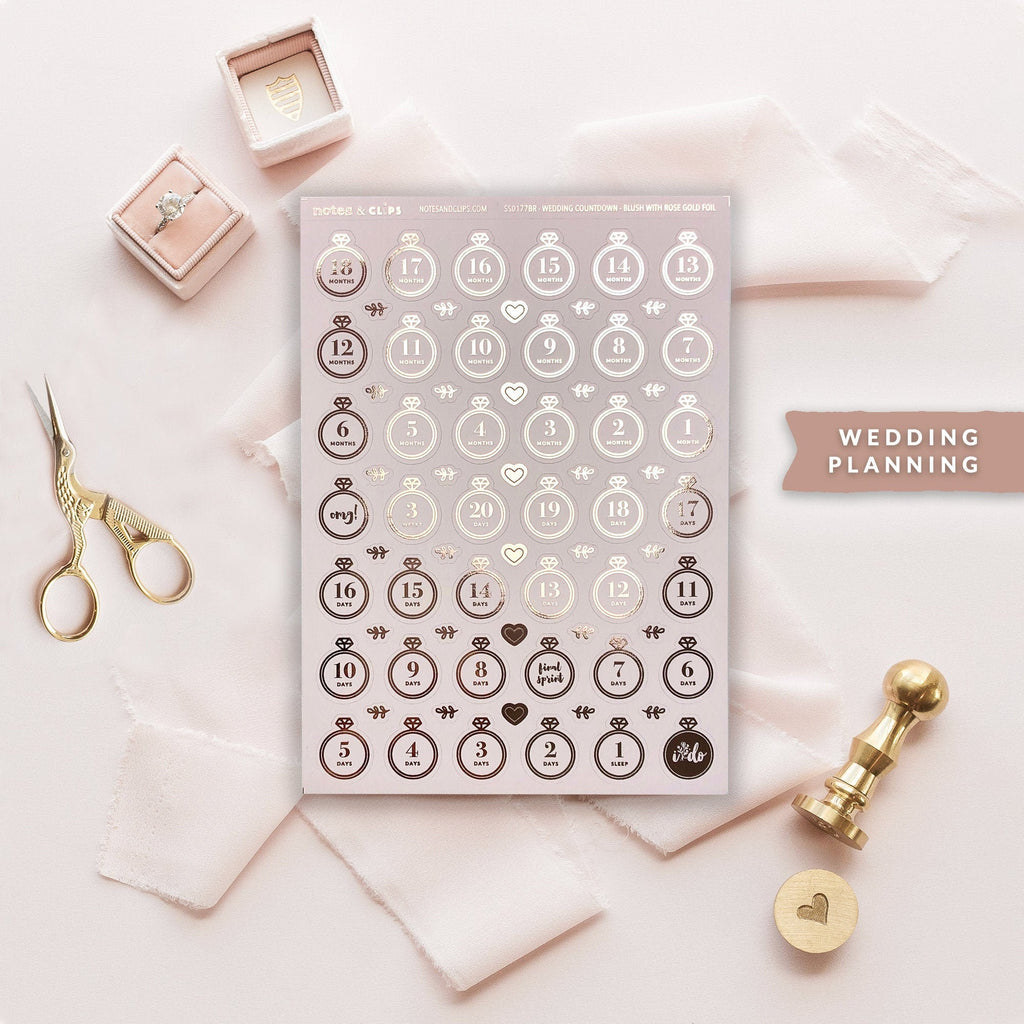 Foiled Countdown Wedding Planning Stickers