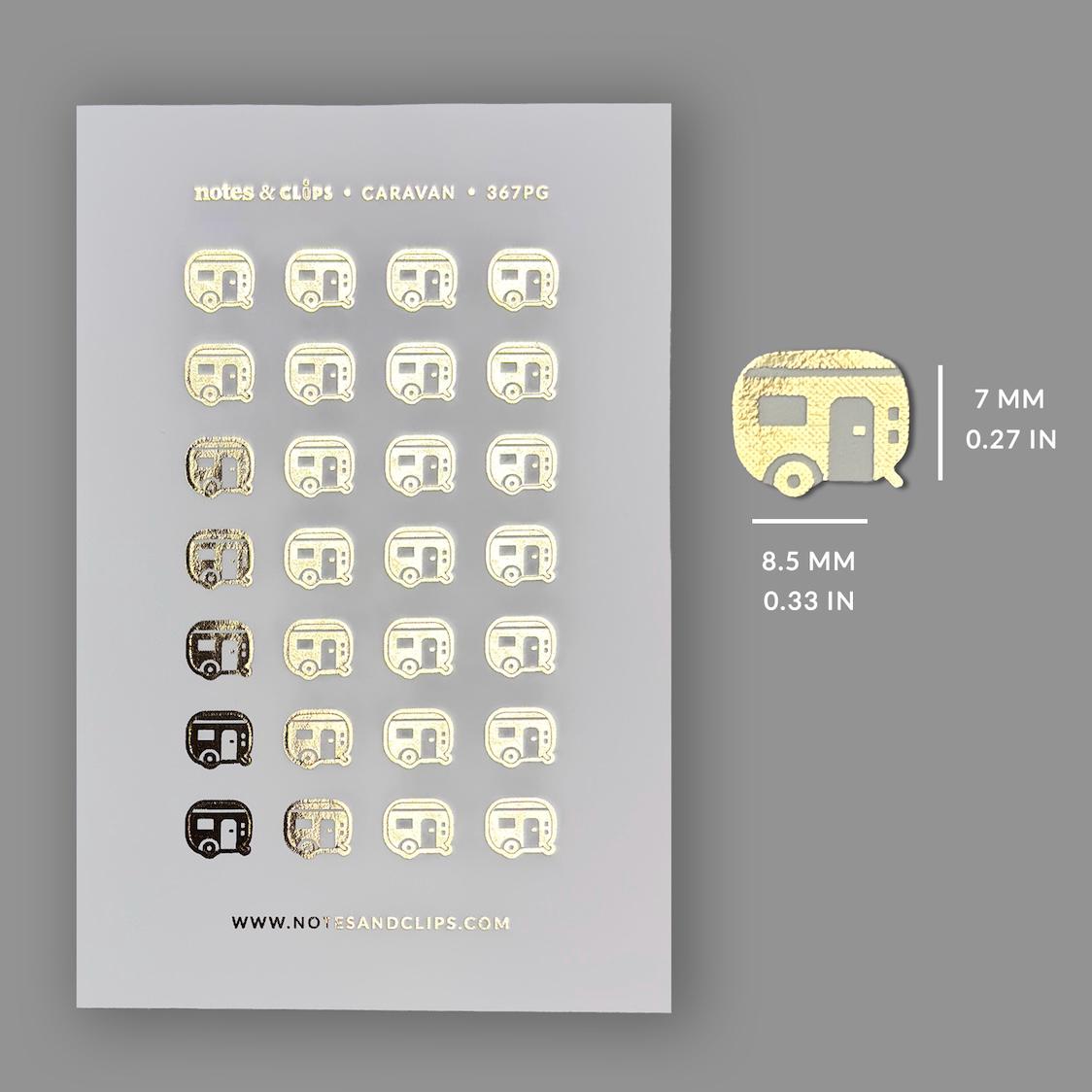 Foiled Caravan Stickers - Sheet of 28 Camping Stickers