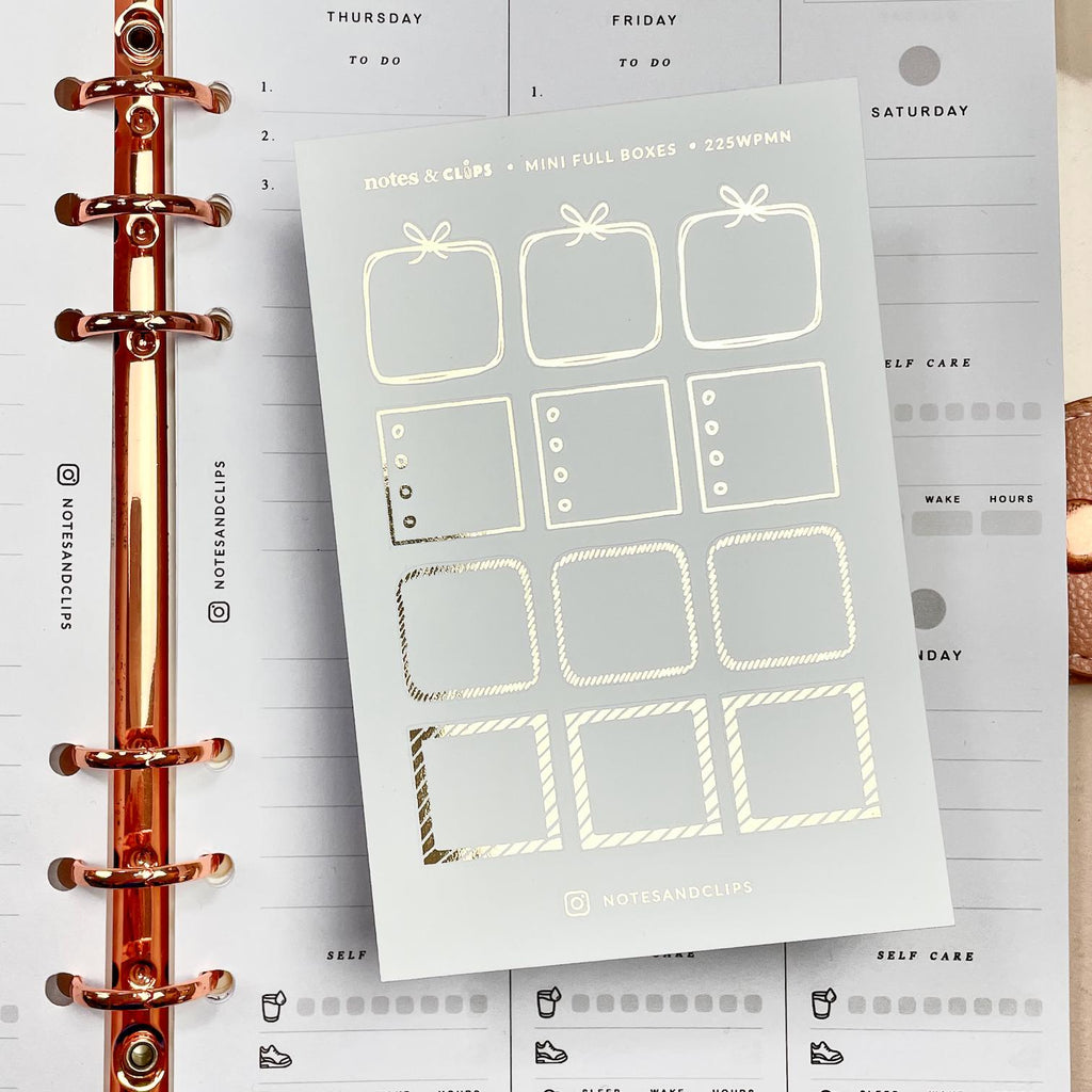 Foiled Mini Full Box Planner Stickers