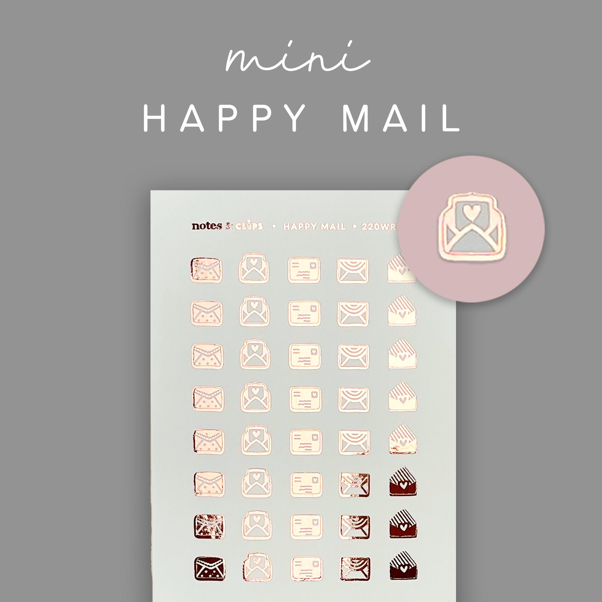 Foiled Happy Mail Mini Planner Icon Stickers